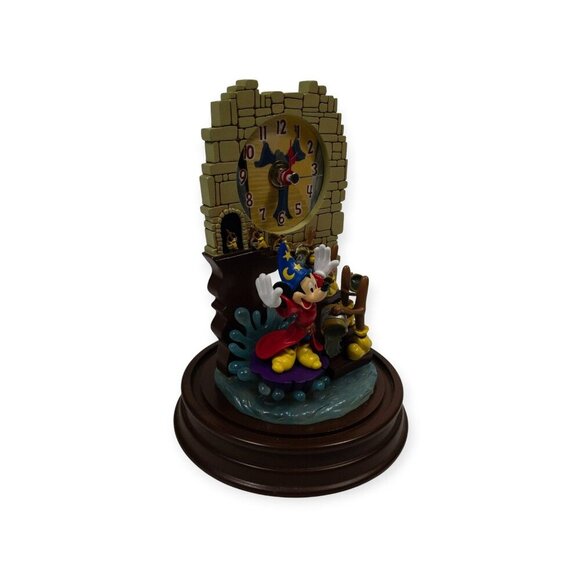 Disney Fantasia Sorcerer Mickey Mouse Domed Clock With Figurine & Castle Design - Picture 6 of 11